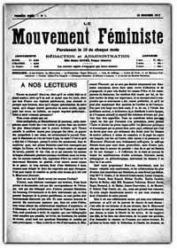 Η πιο παλιά φεμινιστική εφημερίδα στην Ευρώπη. Το πρώτο τεύχος της ”Mouvement féministe” (10 novembre 1912). Η πιο παλιά φεμινιστική εφημερίδα στην Ευρώπη. Το πρώτο τεύχος της ”Mouvement féministe” (10 novembre 1912).