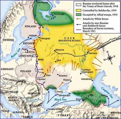 The Russian Civil War 1917 map